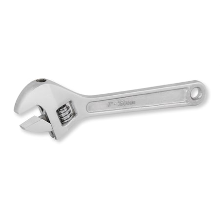 Adjustable Wrench, Heavy Duty, 6 Long, Chrome Plated